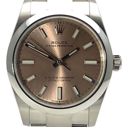 Rolex Oyster Perpetual 34 Ref. 114200 mit braunem Zifferblatt, Edelstahl-Gehäuse und Armband, neue und gebrauchte Modelle, jetzt bestellen