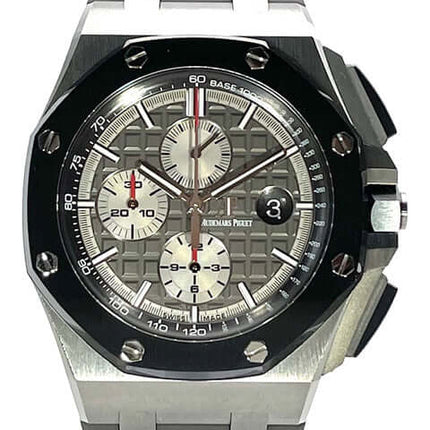 Audemars Piguet Royal Oak Offshore Herrenuhr mit grauem Zifferblatt und schwarzer Lünette