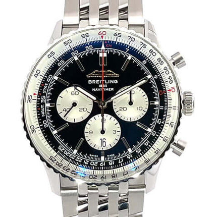 Breitling Navitimer B01 46mm Herrenuhr mit Edelstahlarmband und schwarzem Zifferblatt