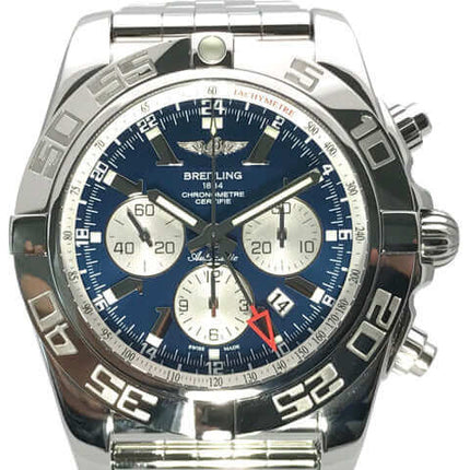 Breitling Chronomat GMT Uhr in Edelstahl mit blauem Zifferblatt und Chronographen-Funktionen