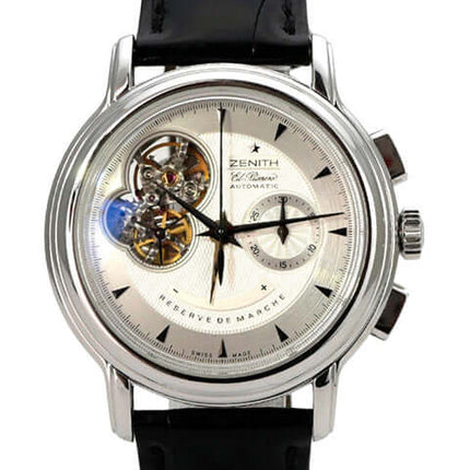 Zenith Chronomaster El Primero Open 03.0240.4021/01.C495, Chronograph aus Edelstahl mit schwarzem Lederband