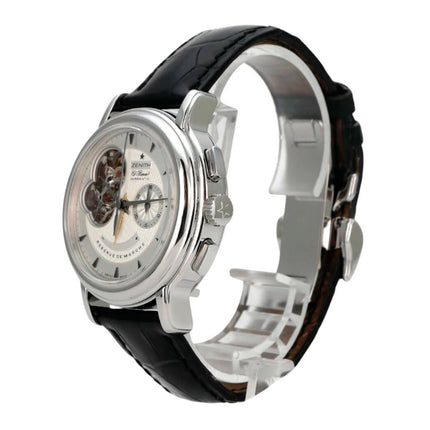 Zenith Chronomaster El Primero Open 03.0240.4021/01.C495 Edelstahl-Chronograph mit schwarzem Lederband und offener Unruh