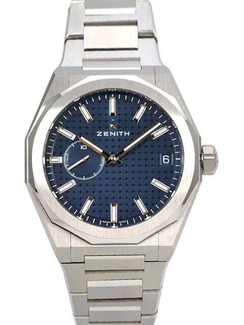 Zenith Defy Skyline 03.9300.3620/51.I001 Automatik-Uhr mit blauem Zifferblatt und Edelstahlarmband.