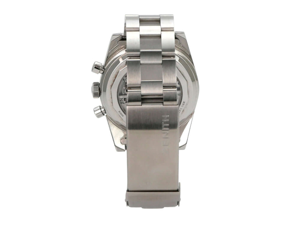 Zenith Chronomaster Revival El Primero A3817 03.A384.400/3817.M3817 Rückansicht mit Edelstahlband und Gehäuse.
