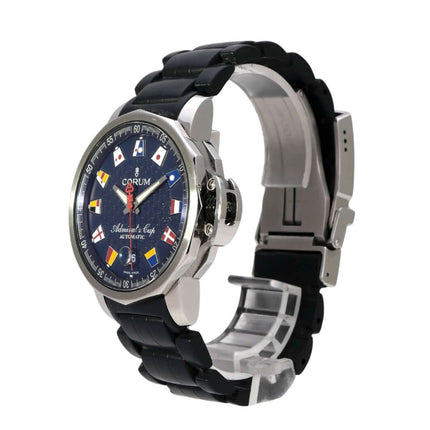 Corum Admiral's Cup Trophy 41 082.833.20 Edelstahl Uhr mit blauem Zifferblatt und Kautschukband