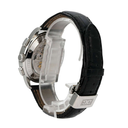 Glashütte Original Senator Chronograph 1-39-31-05-03-04 Uhrenarmband, schwarz, Edelstahlgehäuse, Chronographenansicht.