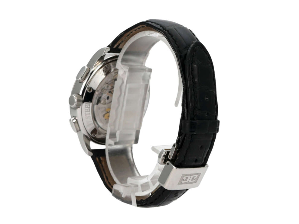 Glashütte Original Senator Chronograph 1-39-31-05-03-04 Uhrenarmband, schwarz, Edelstahlgehäuse, Chronographenansicht.