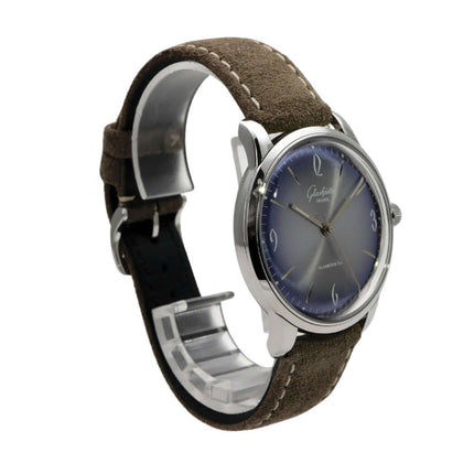 Glashütte Original Senator Sixties Jahresedition 1-39-52-14-02-04 Uhr mit blauem Zifferblatt und braunem Armband
