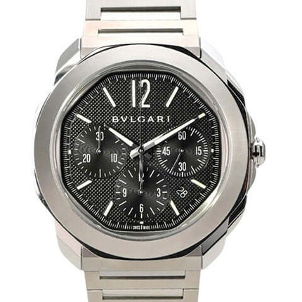 Bvlgari Octo Roma Chronograph Steel 103471 elegante Edelstahl-Armbanduhr mit schwarzem Zifferblatt und Automatikwerk
