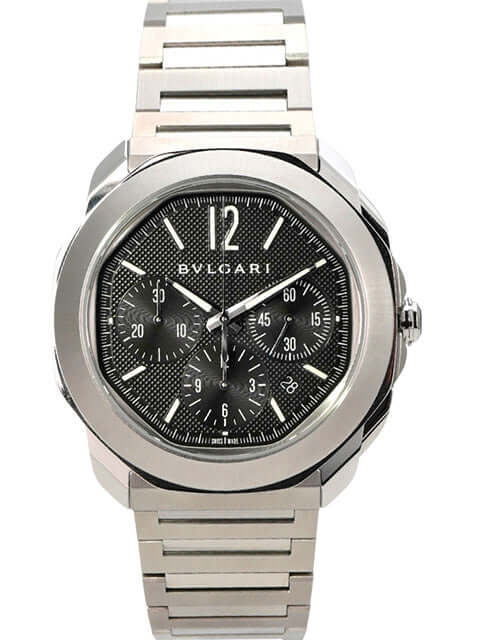 Bvlgari Octo Roma Chronograph Steel 103471 elegante Edelstahl-Armbanduhr mit schwarzem Zifferblatt und Automatikwerk