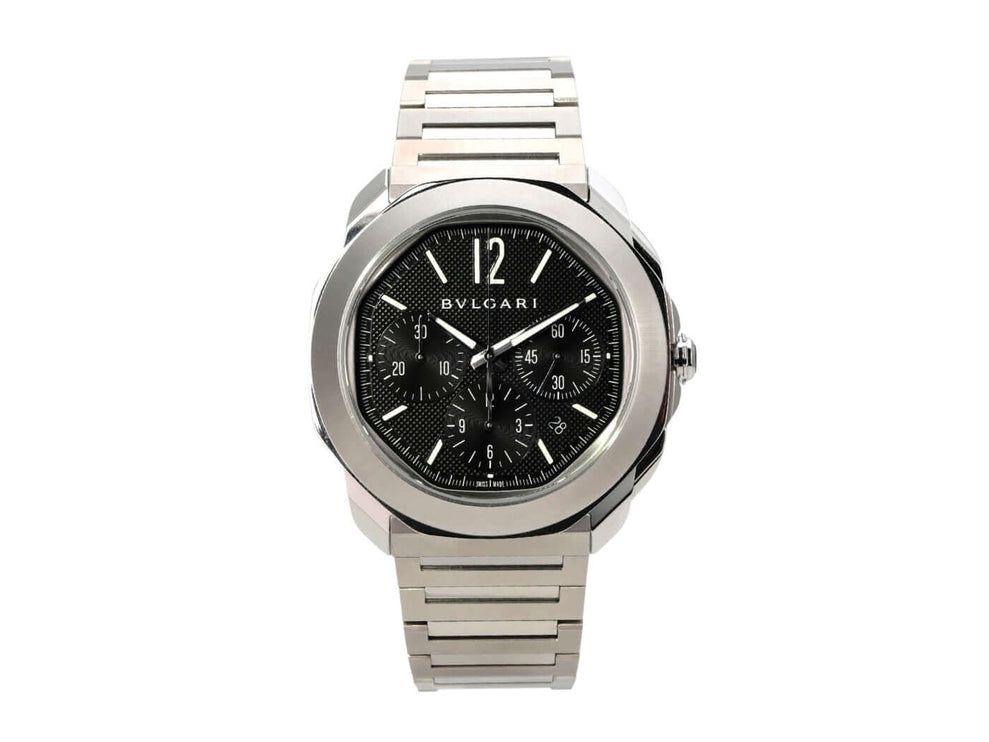 Bvlgari Octo Roma Chronograph Steel 103471 mit schwarzem Zifferblatt und Edelstahlarmband
