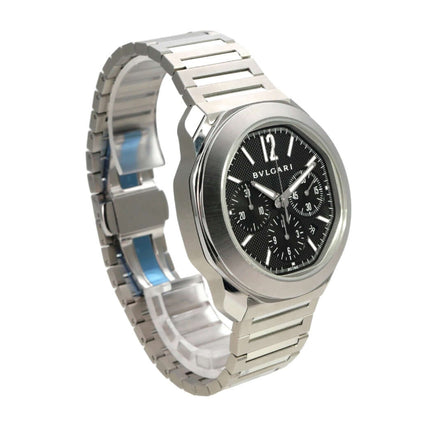 Bvlgari Octo Roma Chronograph Steel 103471 edelstahlarmband und schwarzes Zifferblatt mit Chronographen-Funktionen