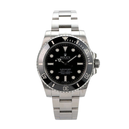 Rolex Submariner No Date 114060 mit schwarzem Zifferblatt und Edelstahlarmband, hochwertig und funktional.