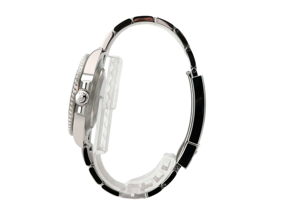 Rolex Submariner No Date 114060 seitliche Ansicht der Edelstahlarmbanduhr mit schwarzer Keramikeinlage