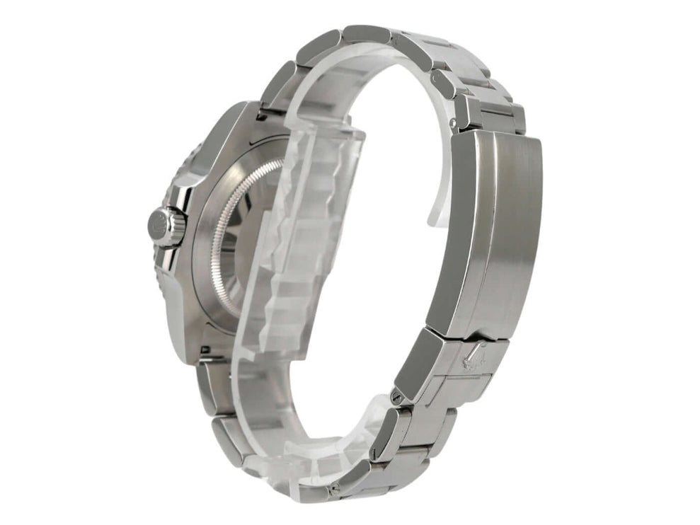 Rolex Submariner No Date 114060 Ansicht von der Seite mit Oyster-Edelstahlband und poliertem Gehäuse.