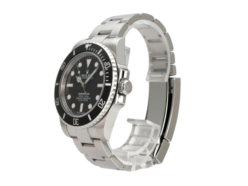 Rolex Submariner No Date 114060 Edelstahl-Uhr mit schwarzem Zifferblatt und drehbarer Lünette