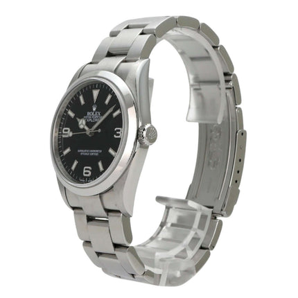 Rolex Explorer I Edelstahl 36 114270 mit poliertem Edelstahlarmband und schwarzem Zifferblatt