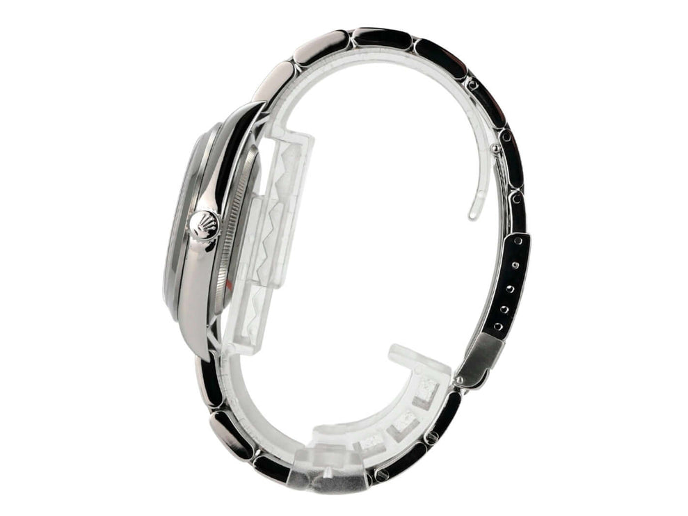 Rolex Explorer I Edelstahl 36 114270 seitliche Ansicht des Edelstahlgehäuses und Armbands