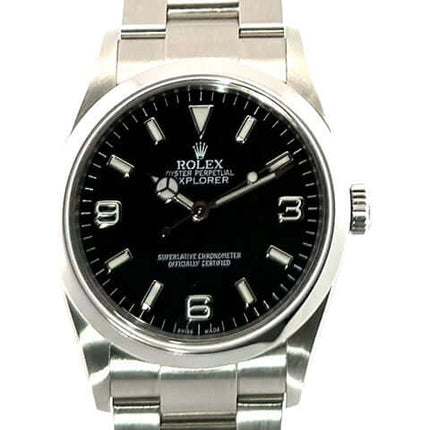 Rolex Explorer I Edelstahl 36 Ref. 114270 mit schwarzem Zifferblatt, Edelstahlgehäuse und Oyster Edelstahl Armband