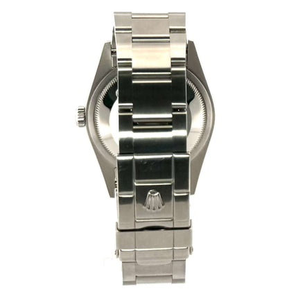 Rückseite der Rolex Explorer I Edelstahl 36 Ref. 114270 mit poliertem und satiniertem Oyster Edelstahlarmband und Faltschließe