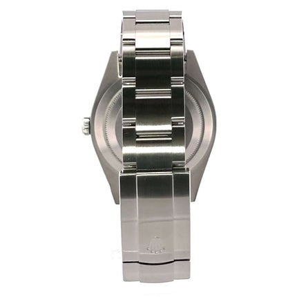 Rückansicht des Rolex Oyster Perpetual 39 Ref. 114300 Edelstahlarmband, poliert und satiniert, Faltschließe, sehr guter Zustand.
