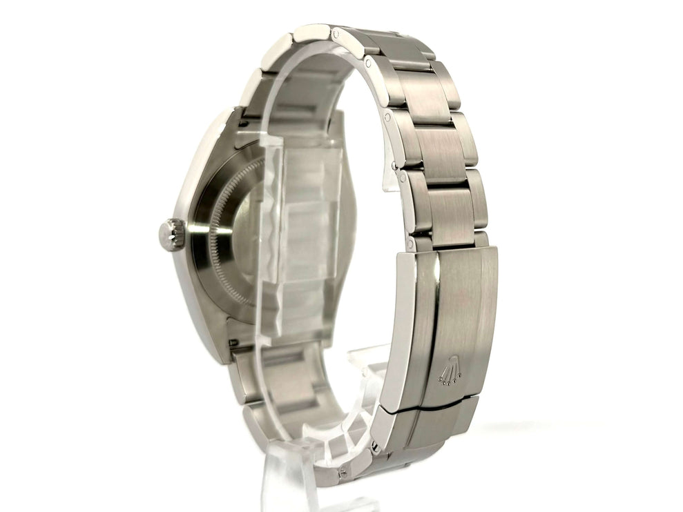 Edelstahl Armband der Rolex Oyster Perpetual 39 red grape 114300, poliert und satiniert, mit Faltschließe.