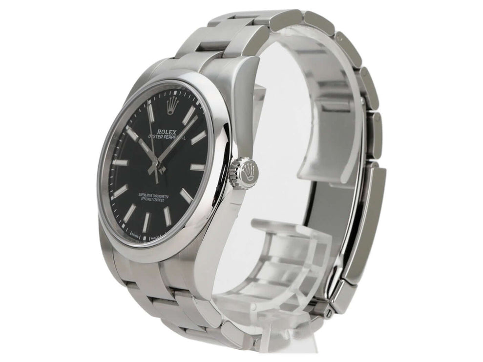 Rolex Oyster Perpetual 39 Schwarz 114300 - schwarze Herrenarmbanduhr aus Edelstahl mit Automatik und Oysterband