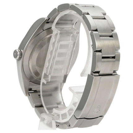 Rolex Oyster Perpetual 39 Schwarz 114300, Edelstahlarmband und Gehäuse, Rückansicht der Uhr