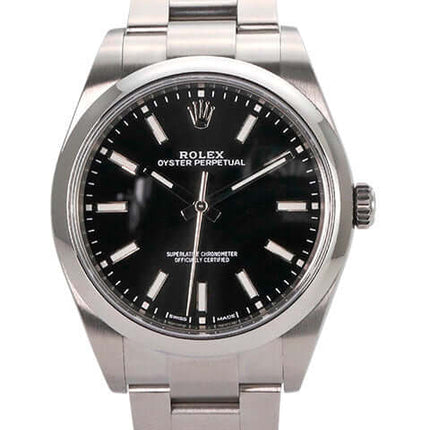Rolex Oyster Perpetual 39 Edelstahl, schwarzes Zifferblatt, Saphirglas, Automatik, aus 2020, guter Zustand, mit Box und Zubehör.