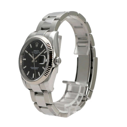 Rolex Oyster Perpetual Date 34 115234 Schwarz mit schwarz Zifferblatt und Edelstahlband