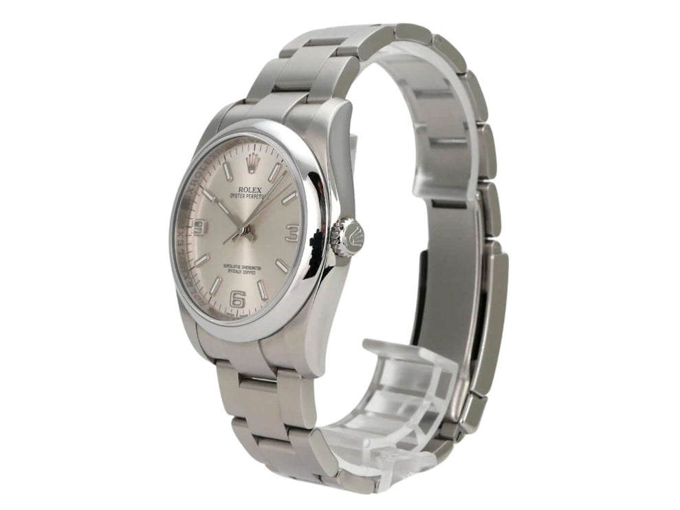Rolex Oyster Perpetual 36 116000 Silber, 36 mm Edelstahlarmband, silberfarbenes Zifferblatt, Automatikwerk.
