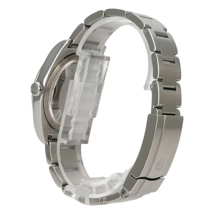 Rolex Oyster Perpetual 36 116000 Silber Uhr mit Edelstahlarmband und poliertem Gehäuse seitliche Ansicht