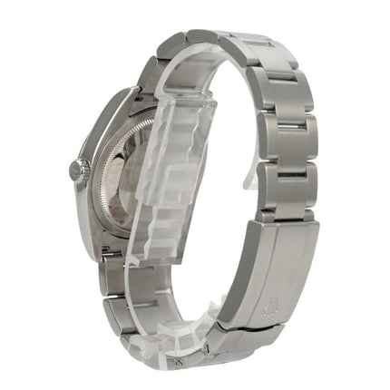 Rolex Oyster Perpetual 36 116000 Silber Arabisch Uhr mit Edelstahlarmband von der Seite