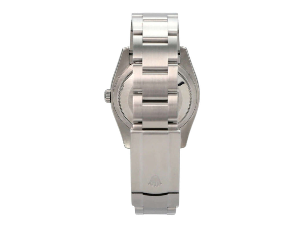 Rolex Oyster Perpetual 36 116000 Silber Arabisch Rückansicht des Armbands aus Edelstahl