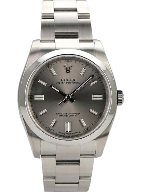 Rolex Oyster Perpetual 36 Ref. 116000 Uhr mit Stahlarmband und grauem Zifferblatt, in sehr gutem Zustand.