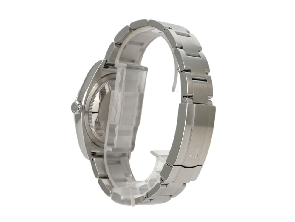 Rolex Oyster Perpetual 36 Ref. 116000 seitliche Ansicht mit Edelstahlarmband und poliertem Gehäuse