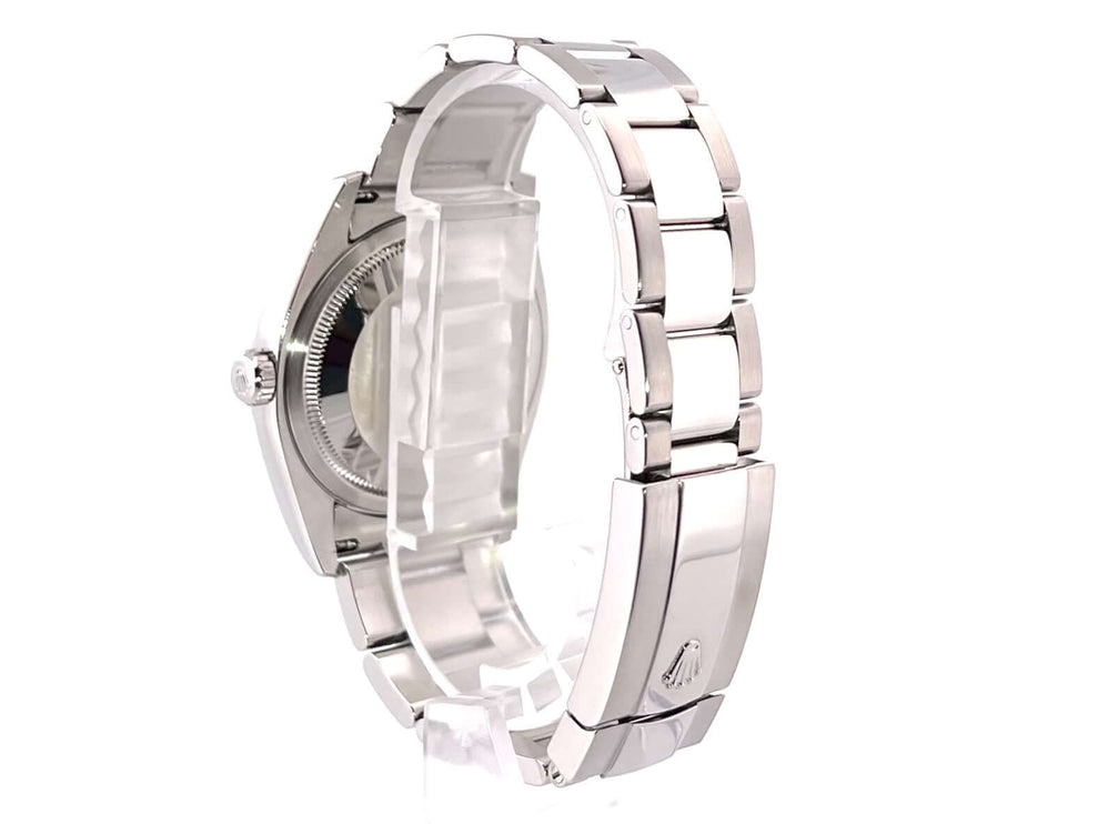 Rückansicht der Rolex Datejust 36 Ref. 116200 aus Edelstahl mit Oyster-Armband und Faltschließe.