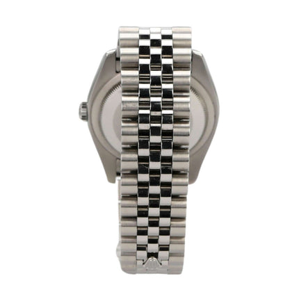 Rolex Datejust 36 Ref. 116200 Rückansicht, Edelstahlgehäuse mit Jubile-Armband, hochwertige Verarbeitung.