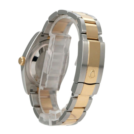 Rolex Datejust 36 Edelstahl Gelbgold 116203 Blau Arabisch Armbandansicht mit Edelstahl und 18 kt Gelbgold