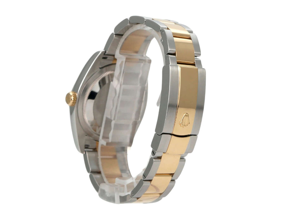 Rolex Datejust 36 Edelstahl Gelbgold 116203 Blau Arabisch Armbandansicht mit Edelstahl und 18 kt Gelbgold