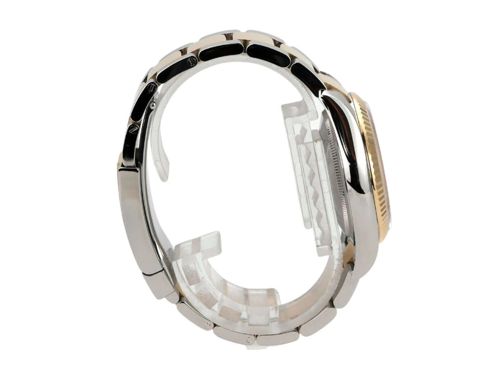 Rolex Datejust 36 Edelstahl Gelbgold 116233 Champagner Römisch seitliche Ansicht des Uhrenarmbands