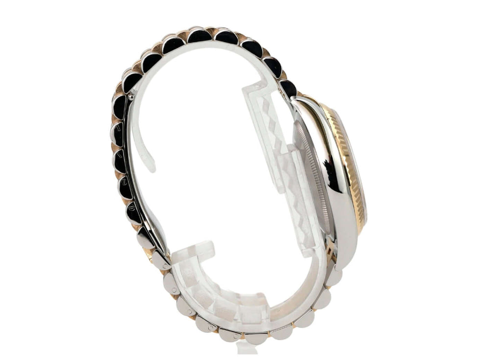 Rolex Datejust 36 116233 Schwarz Diamant Jubile-Band, Edelstahl-Gelbgold mit geriffelter Lünette