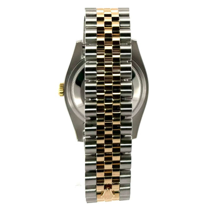 Rückansicht Rolex Datejust 36 Ref. 116233 Silber Jubile Diamant Uhr, Edelstahl und Gelbgold Jubilé Armband mit Faltschließe