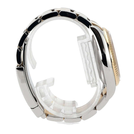 Rolex Datejust 36 Edelstahl Gelbgold 116233 seitliche Ansicht des Armbands und Gehäuses mit Oysterband.