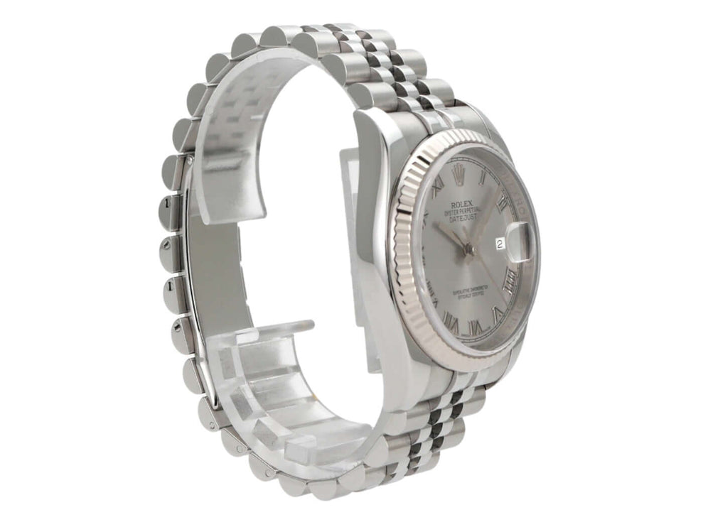 Rolex Datejust 36 Oystersteel 116234 mit silberfarbenem Zifferblatt und Jubilé Edelstahlband.