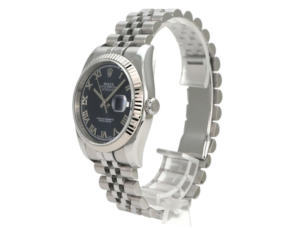 Rolex Datejust 36 Ref. 116234 Blau Römisch Jubile-Band, Edelstahl- und Weißgold-Uhr mit blauem Zifferblatt