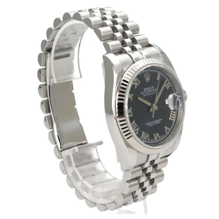 Rolex Datejust 36 Ref. 116234 Blau Römisch Jubile-Band Edelstahl mit Weißgoldlünette und blauem Zifferblatt