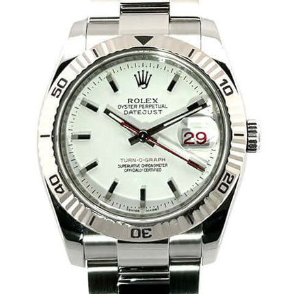 Rolex Datejust 36 Turn-O-Graph 116264 Weiß, Edelstahl, Weißgold, Oyster Band, weißes Zifferblatt, Automatik, Saphirglas, Chronometer.