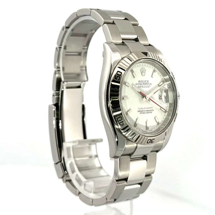 Rolex Datejust 36 Turn-O-Graph 116264 Weiß, Edelstahlgehäuse, drehbare Lünette aus 18 kt Weißgold, Oyster Edelstahlband