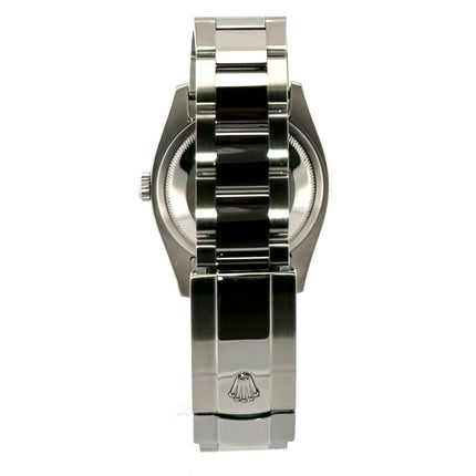 Rückseite der Rolex Datejust 36 Turn-O-Graph 116264 Weiß mit poliertem und satiniertem Oyster Edelstahlband und Faltschließe